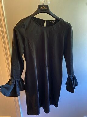 J. Crew Black Long-Sleeve Dress with Ruffle Cuffs